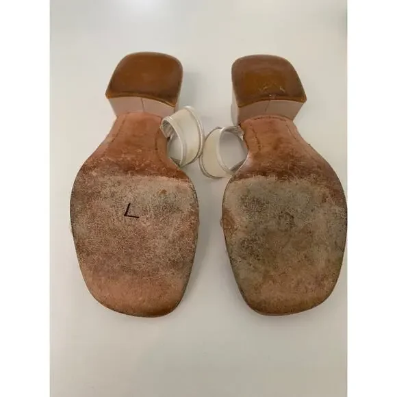 COPY - Stuart Weitzman Cream Mesh Strappy Block Heels SZ 5 - Picture 6 of 11